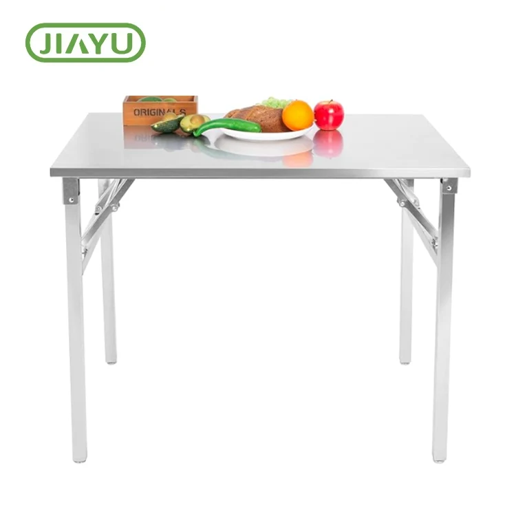 Meja berkemah stainless steel lipat portabel